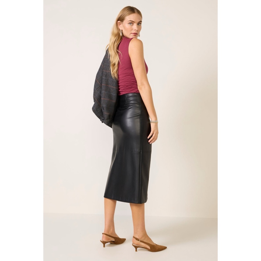 Evereve Skirt Faux Leather Studded Black Jo Midi 27 - Picture 3 of 8